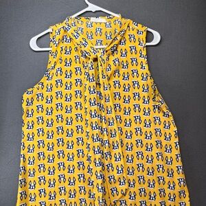 Peach Love California Yellow‎ Boston terrier Relaxed Tie Front Blouse